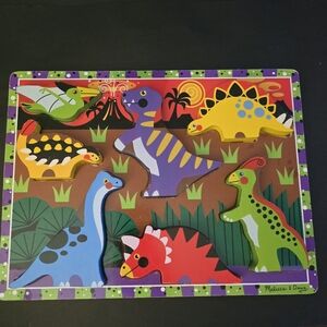 Melissa & Doug Dinosaur Wooden Chunky Puzzle Toy 7pcs Multicolor 12"x9" 3D